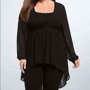NWOT Torrid Sheer Tunic Top Black 2